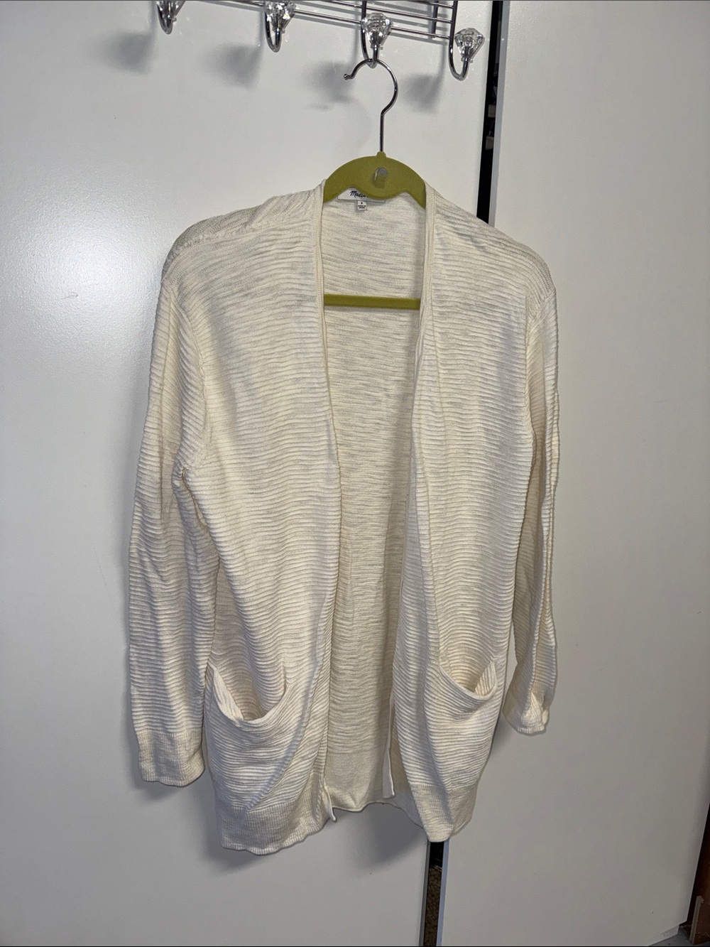 Madewell Cream Open-Front Knit Cardigan